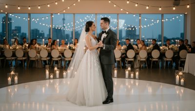 Bride and groom dancing at a Toronto wedding reception.
