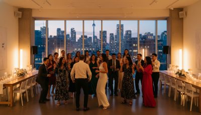 Guests dancing and enjoying a Toronto wedding reception
