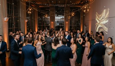 Guests dancing and having fun on a wedding dance floor in Toronto.