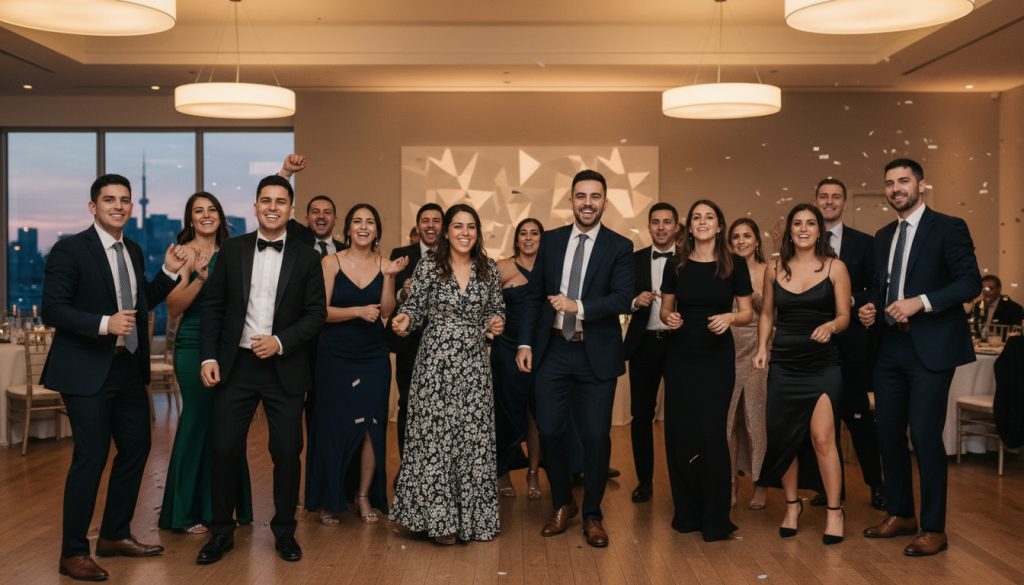 Guests dancing at a Toronto wedding reception.