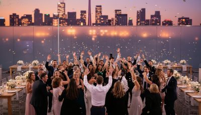 Guests dancing and having fun at a Toronto wedding reception