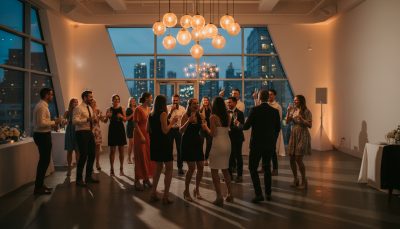 Guests dancing and enjoying a Toronto wedding reception.