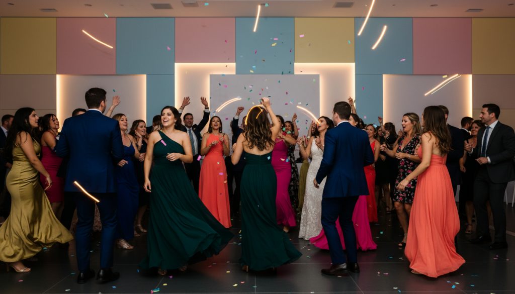 Guests dancing and having fun at a Toronto wedding reception.