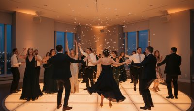 Guests dancing and smiling at a Toronto wedding reception
