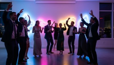 Guests dancing and having fun at a Toronto wedding reception.