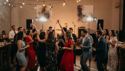 Guests dancing and enjoying a Toronto wedding reception.