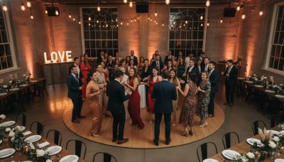 Guests dancing and enjoying a Toronto wedding reception.