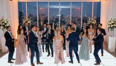 Wedding guests dancing and having fun at a Guelph reception.
