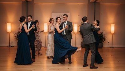Wedding guests dancing and enjoying the reception in Toronto.