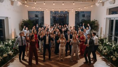 Guests dancing at a Toronto wedding reception.