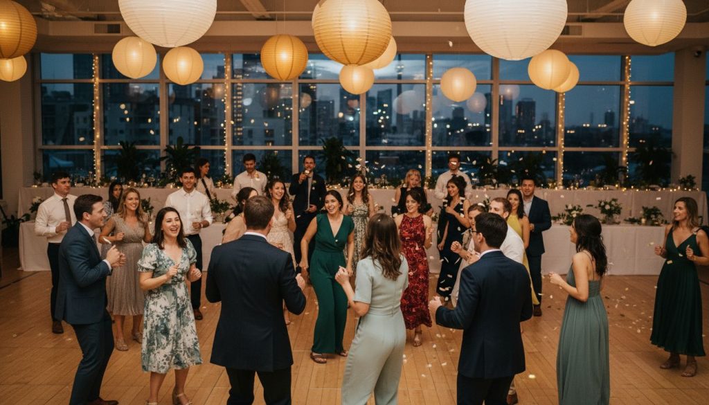 Guests dancing at a Toronto wedding reception.