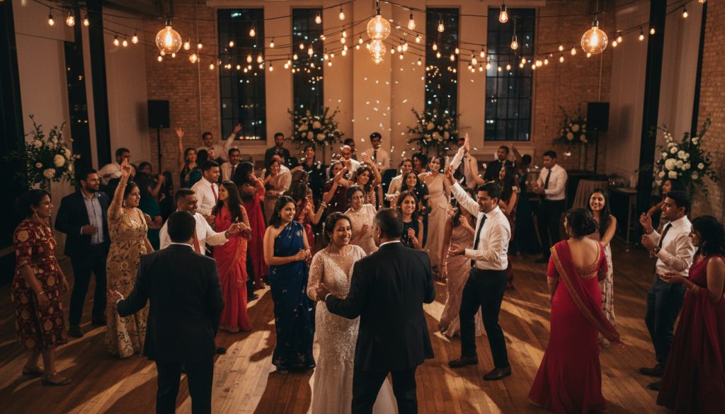 Guests dancing and enjoying a Toronto wedding reception.