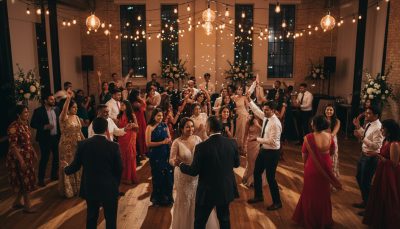 Guests dancing and enjoying a Toronto wedding reception.